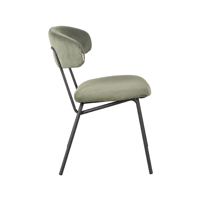 LABEL51 - Eetkamerstoel Zack - Forest Ribcord - Zwart Metaal
