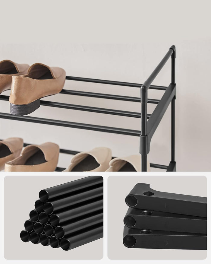 Schoenenrek - 4 niveaus - metaal - 92x73x30 cm - zwart