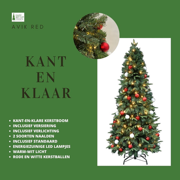 Easy Set Up Tree® LED Avik Red 210 cm Kerstboom met Versiering