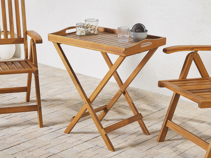 Beliani-JAVA -Tuintafel-Lichte houtkleur-68 x 45 cm-Acaciahout