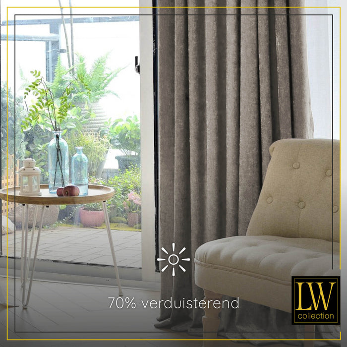 LW Collection Kant en klaar gordijnen taupe 140x225cm