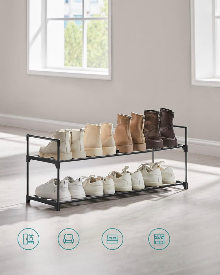 Schoenenrek - stapelbaar - 2 niveaus - 92x33x30 cm - zwart
