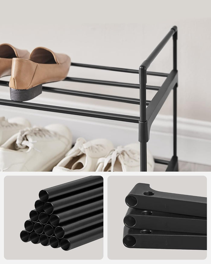 Schoenenrek - stapelbaar - 2 niveaus - 92x33x30 cm - zwart