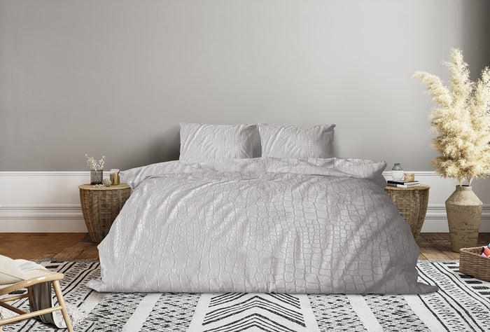 Elegance Dekbedovertrek Micro Mink Crocodile - silver grey