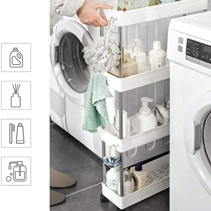 Opbergtrolley - 4 niveaus - 40x86x12.5 cm - wit