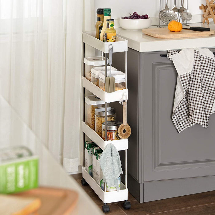 Opbergtrolley - 4 niveaus - 40x86x12.5 cm - wit