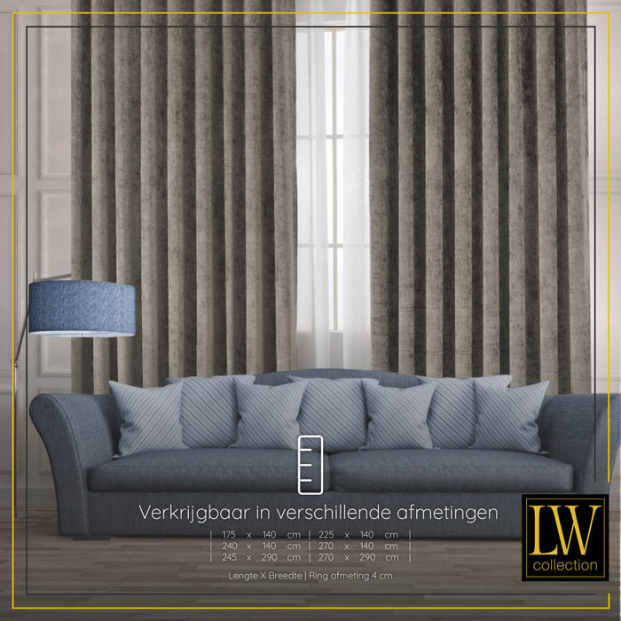 LW Collection Kant en klaar gordijnen taupe 140x270cm