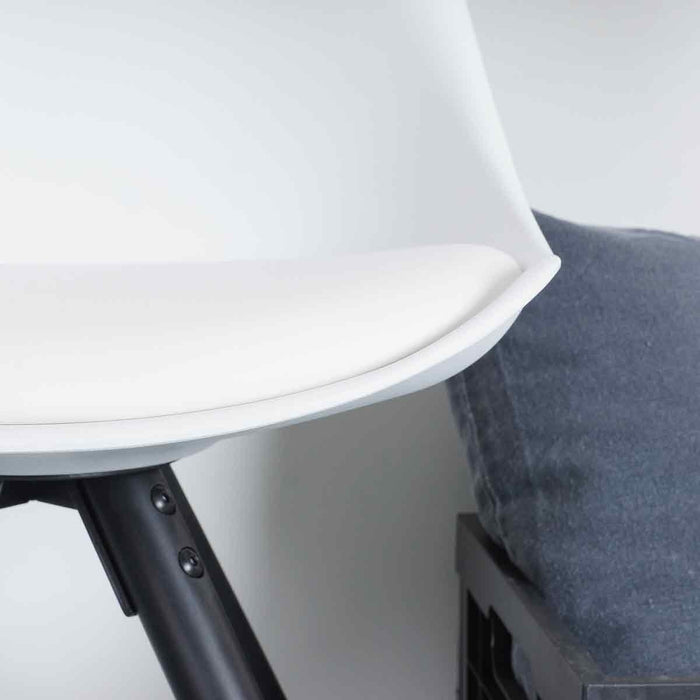 Essence Legno Eetkamerstoel Wit - Zwart Houten Onderstel