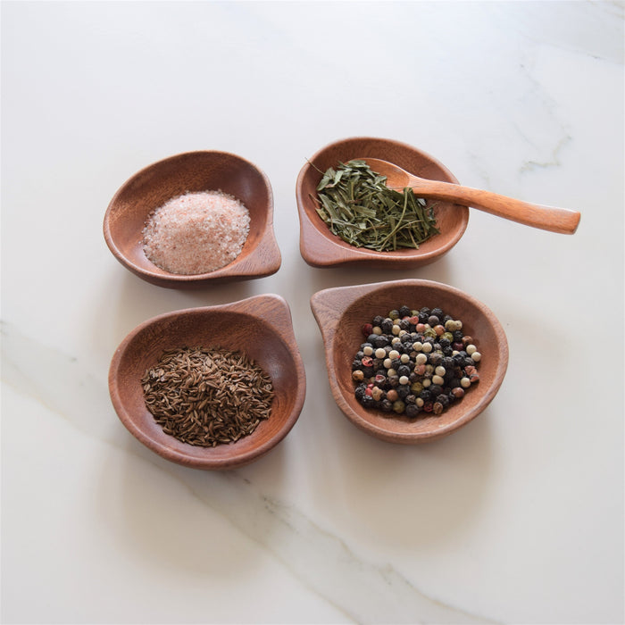 Khaya houten sauskommetje - set van 4