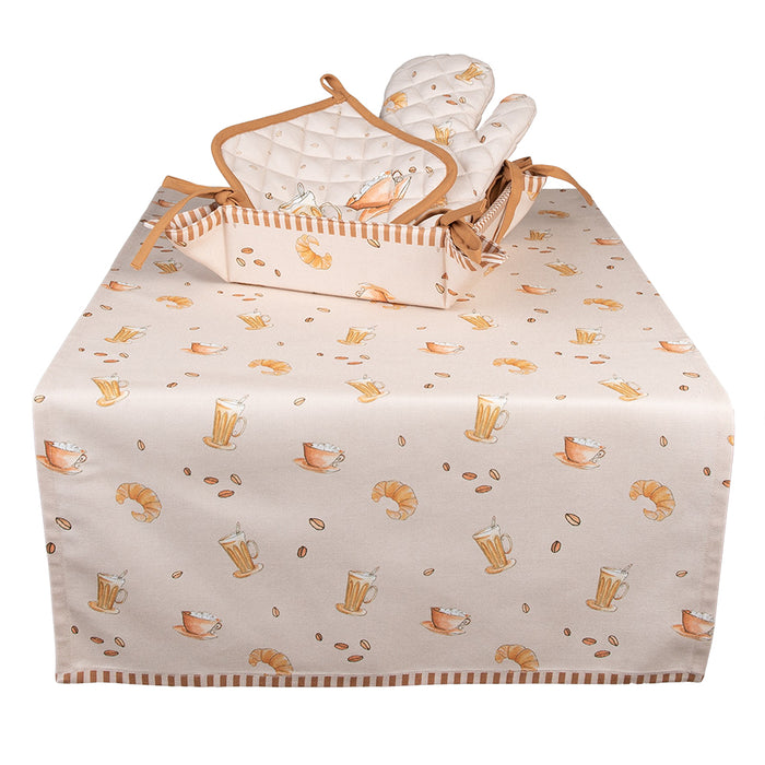 Clayre & Eef Pannenlap  20x20 cm Beige Katoen Croissant en koffie