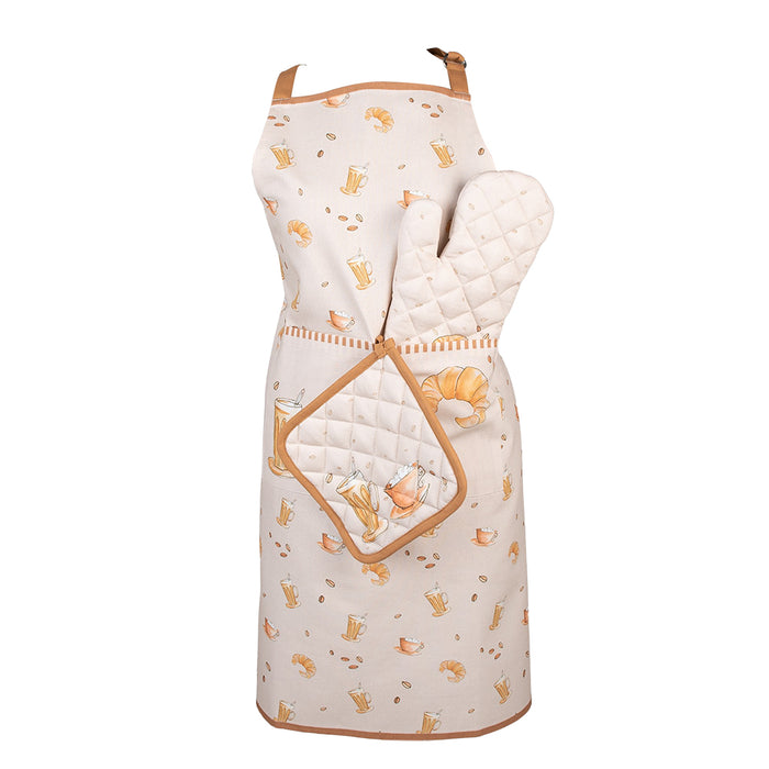 Clayre & Eef Pannenlap  20x20 cm Beige Katoen Croissant en koffie