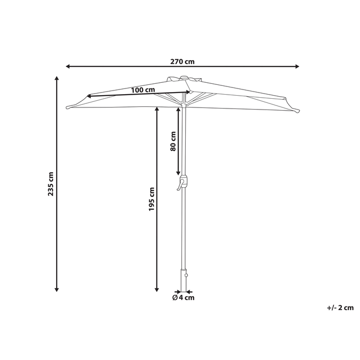 Beliani - GALATI - Halfronde parasol - Grijs - 270 cm - Polyester