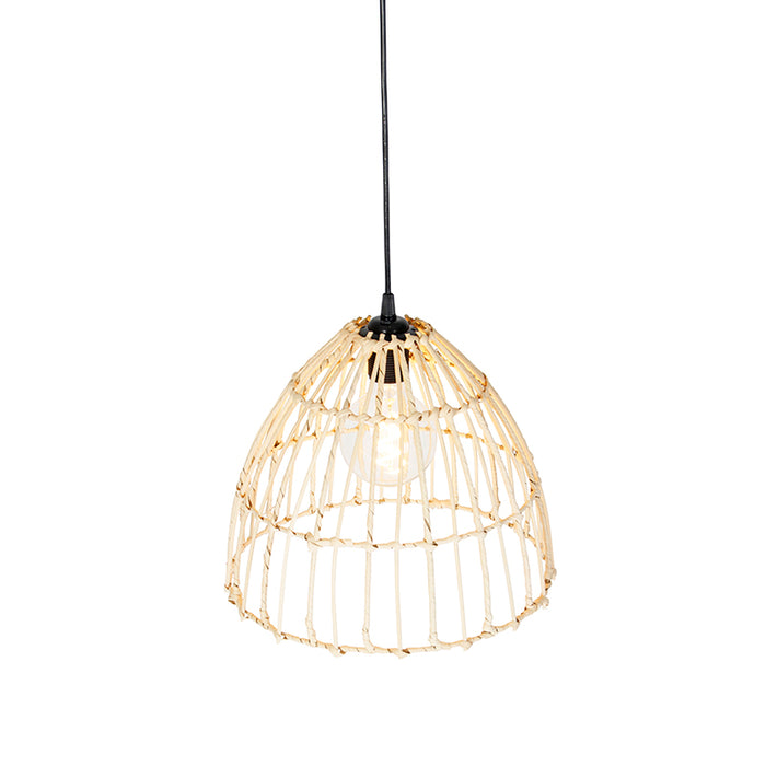 QAZQA Hanglamp magna rotan - Naturel - Landelijk - H 99.5cm