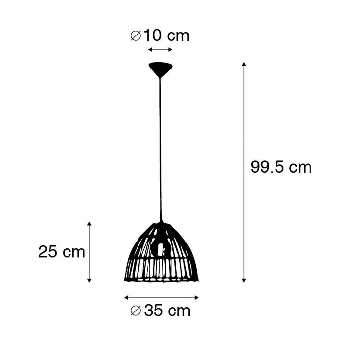 QAZQA Hanglamp magna rotan - Naturel - Landelijk - H 99.5cm