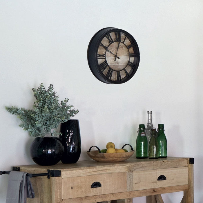 ATMOSPHERA - Wandklok Industrieel Vintage bruin 39CM