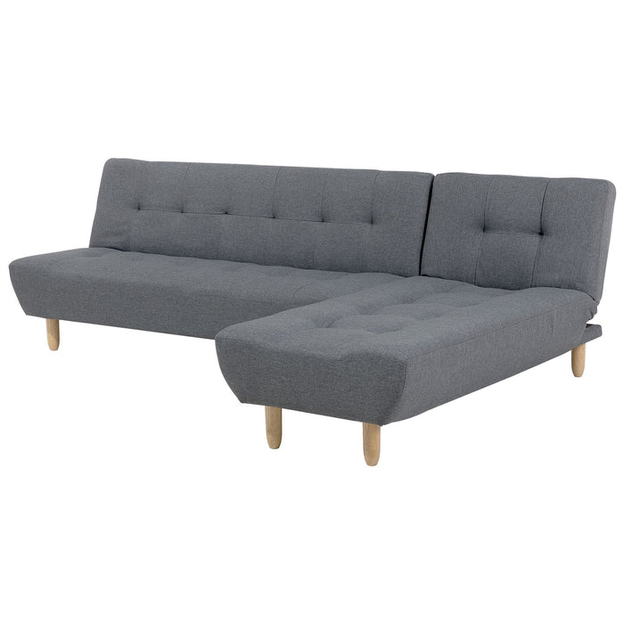 Beliani-ALSTEN-Hoekslaapbank-Donkergrijs-Links-257 cm-Polyester