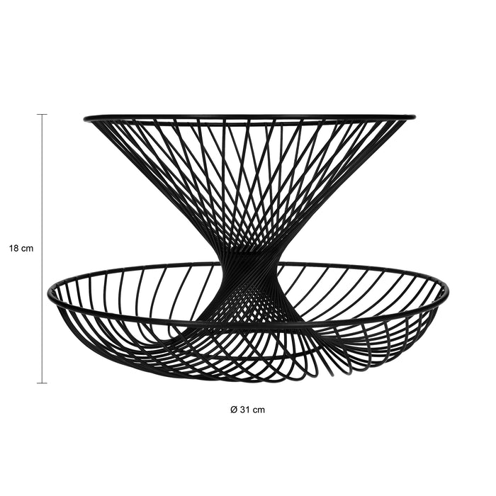 QUVIO Fruitmand 2 laags - Metaal - Zwart