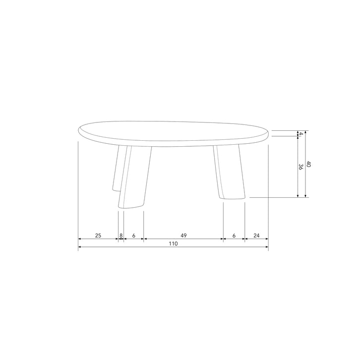 WOOOD Roundly Salontafel - B 110 x D 60 cm