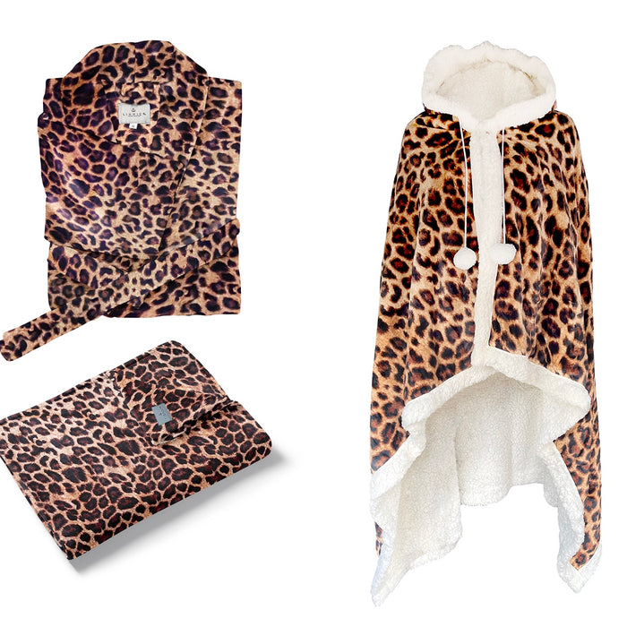 LINNICK Flanel Fleece Deken Leopard - bruin - 140x200cm