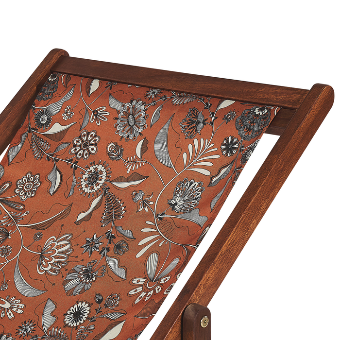 Beliani-ANZIO -Strandstoel set van 2-Donkerhout|Bloemen|Rood-Polyester