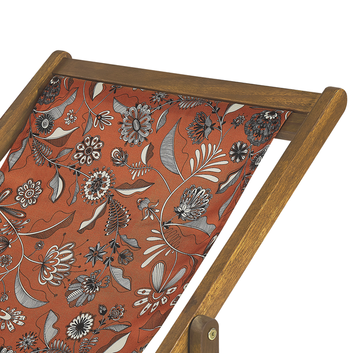 Beliani-ANZIO -Strandstoel set van 2-Lichthout|Rood|Bloemen-Polyester