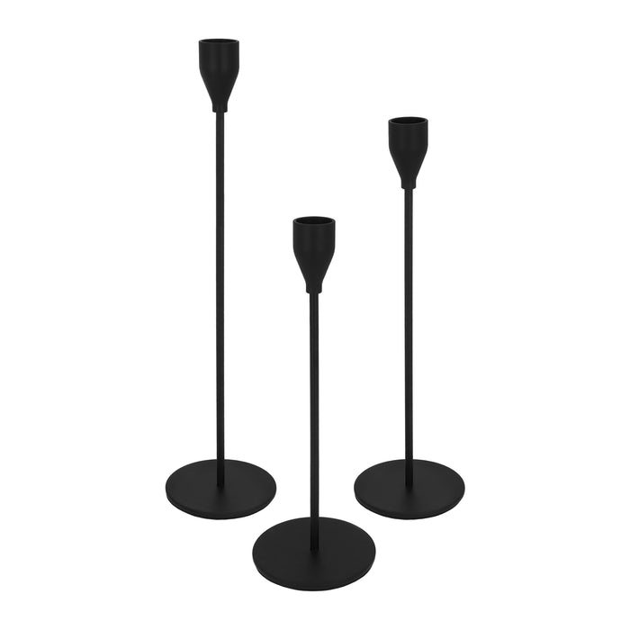 QUVIO Kaarsenstandaard set - 3 delig - Metaal - Zwart