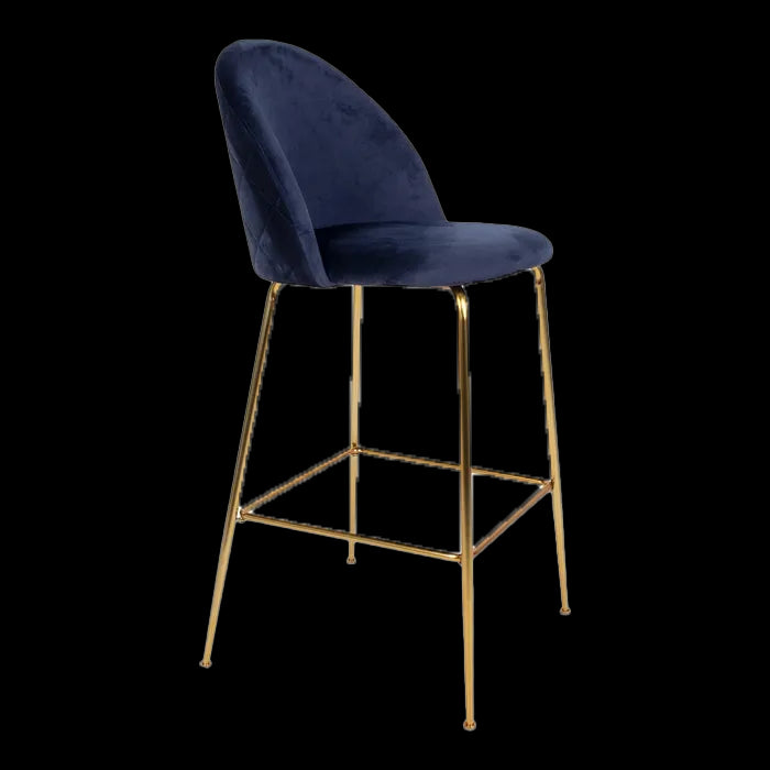 Artichok Aniek barkruk velvet blauw - gouden onderstel - 77 cm