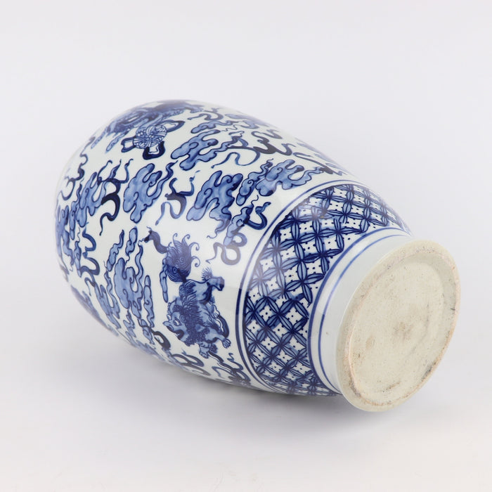 Fine Asianliving Chinese Vaas Blauw Wit Porselein