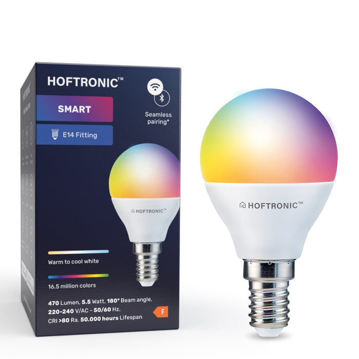 HOFTRONIC 10x E14 Smart LED lamp 180° WiFi + Bluetooth RGBWW