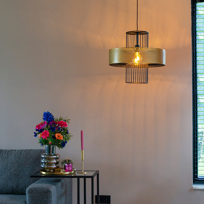 QAZQA Design hanglamp goud met zwart 50 cm - Tess
