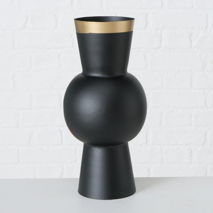 Metalen Vaas Bubble Middle – Zwart|Goud – Ø 11 x H30 cm