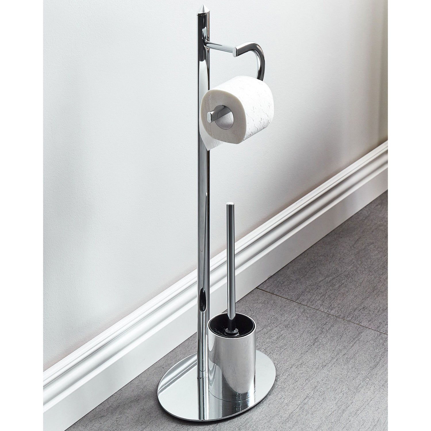 Beliani - SARTO - Toiletrol en borstelhouder - Zilver - Staal