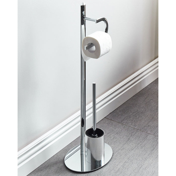 Beliani - SARTO - Toiletrol en borstelhouder - Zilver - Staal