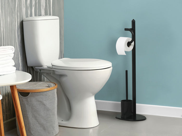 Beliani - SARTO - Toiletrol en borstelhouder - Zwart - Staal