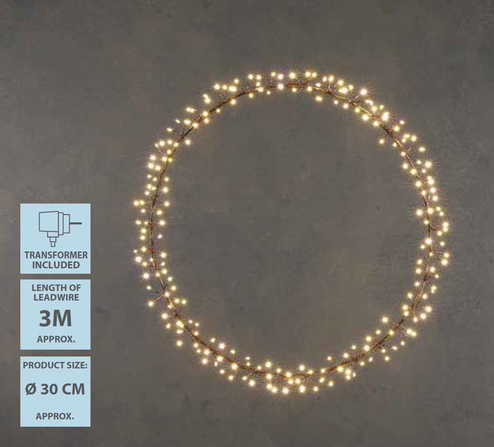 Luca Lighting Lichtkrans - Warm Witte LED Verlichting - Ø30 cm - Zwart