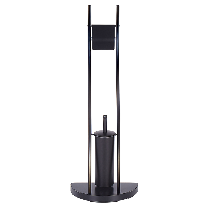 Beliani - SOACHA - Toiletrol en borstelhouder - Zwart - Staal