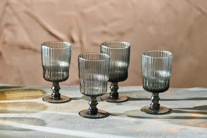 Nkuku Fali Wijnglas Grijs - Set Van 4