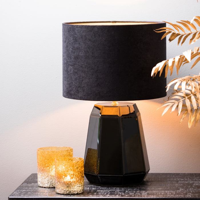 Light&living Kap cilinder 20-20-15 cm VELOURS zwart-taupe