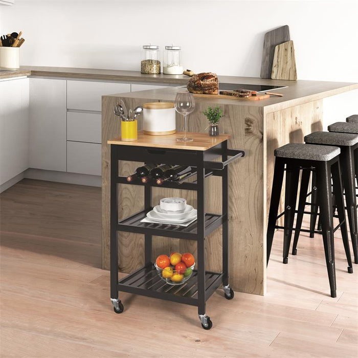 Keukentrolley met 1 lade op wielen - Zwart - 40x61x85 cm