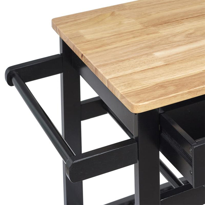 Keukentrolley met 1 lade op wielen - Zwart - 40x61x85 cm