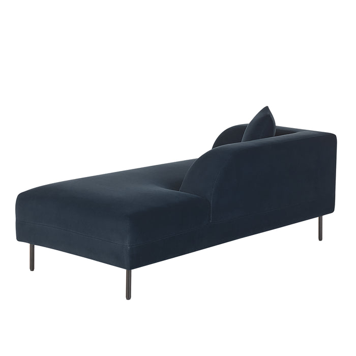 Beliani-LE CRAU-Chaise longue-Donkerblauw-Linkerzijde-Fluweel