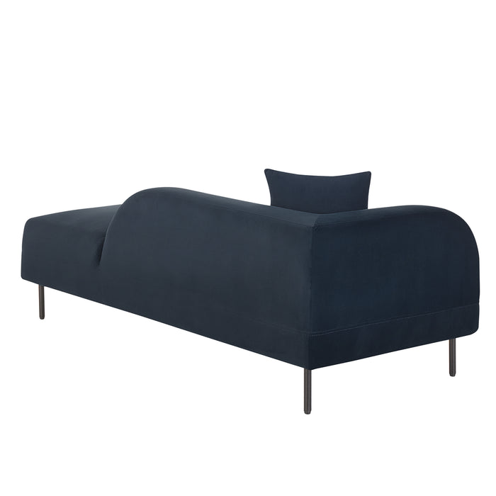 Beliani-LE CRAU-Chaise longue-Donkerblauw-Linkerzijde-Fluweel