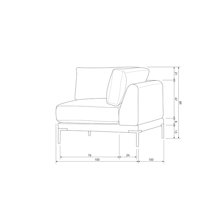 vtwonen Couple Hoek Element - Polyester - Donkergrijs - 89x100x100