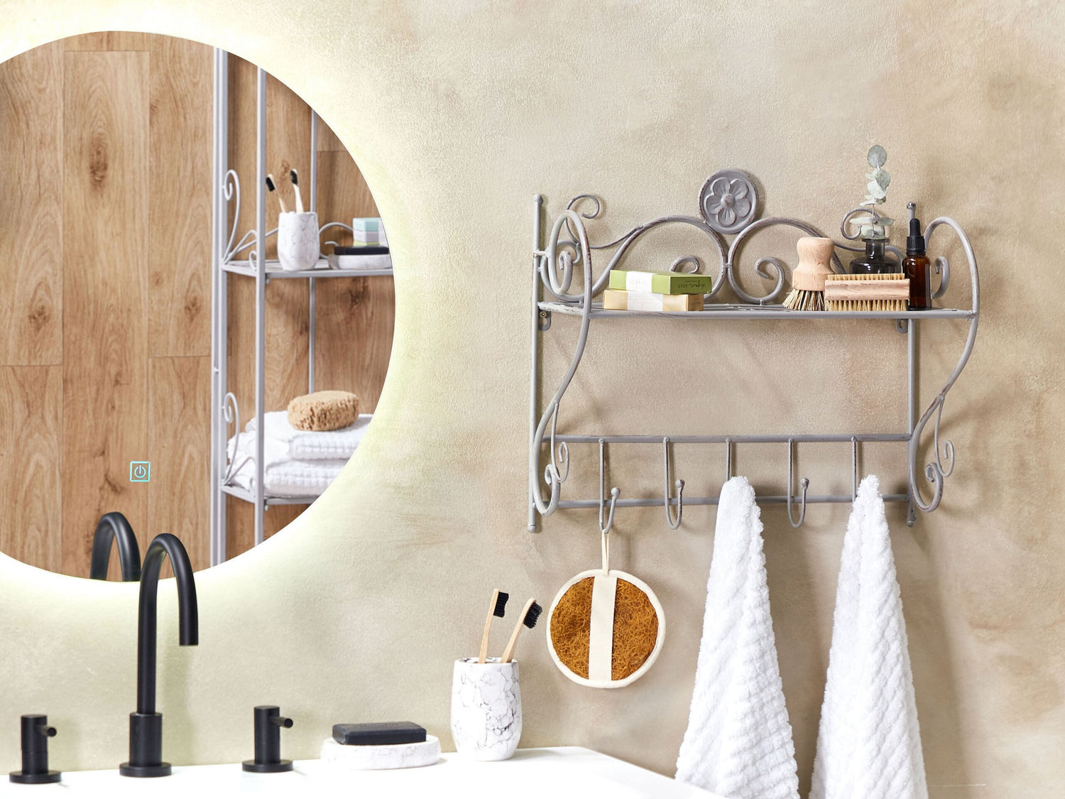 Beliani - OSORNO - Badkamer plank - Grijs - IJzer