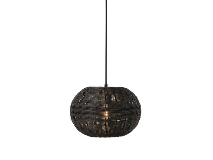 Villa Collection Werna rattan hanglamp zwart - 30 x 20 cm