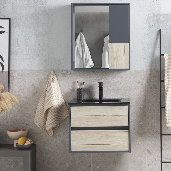 Beliani - TERUEL - Badkamermeubel - Lichthout|Grijs - MDF