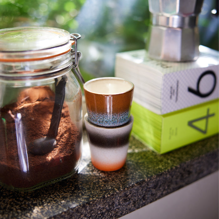 HKliving 70's Ceramics Ristrettokopje 0,1 L - Set van 4 - Good Vibes