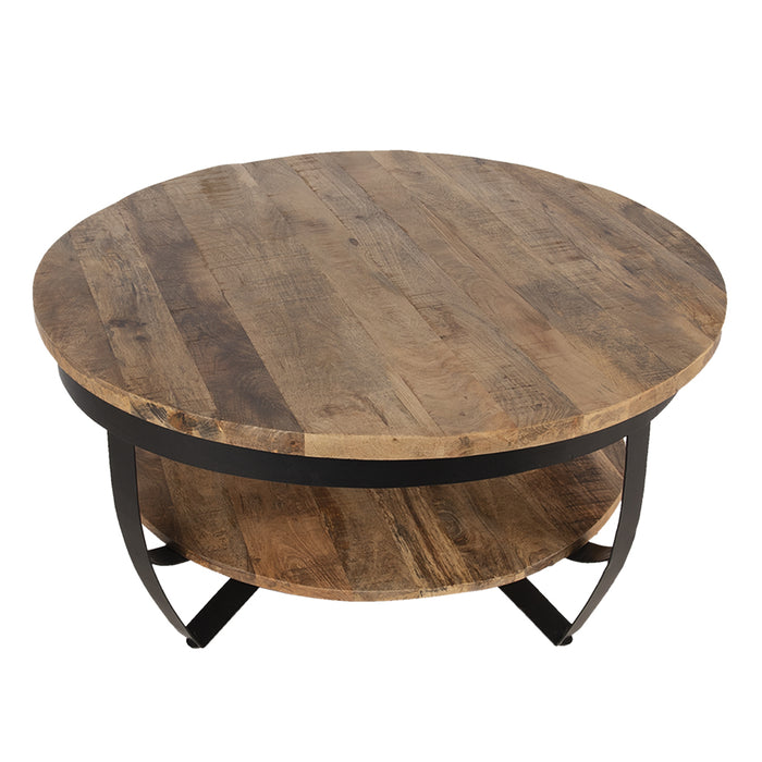 Clayre & Eef Salontafel Ø 90x45 cm Bruin Hout Rond Bijzettafel
