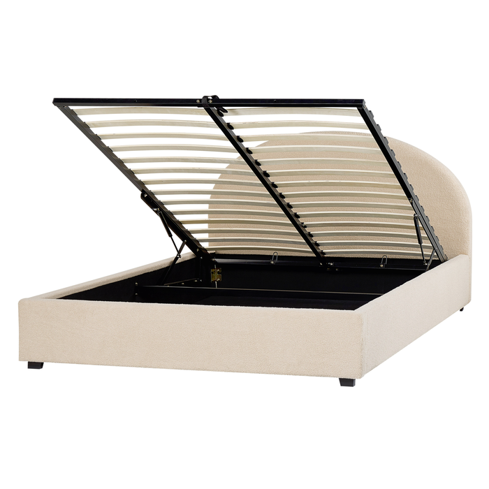 Beliani-VAUCLUSE-Bed met opbergruimte-Beige-160 x 200 cm-Polyester