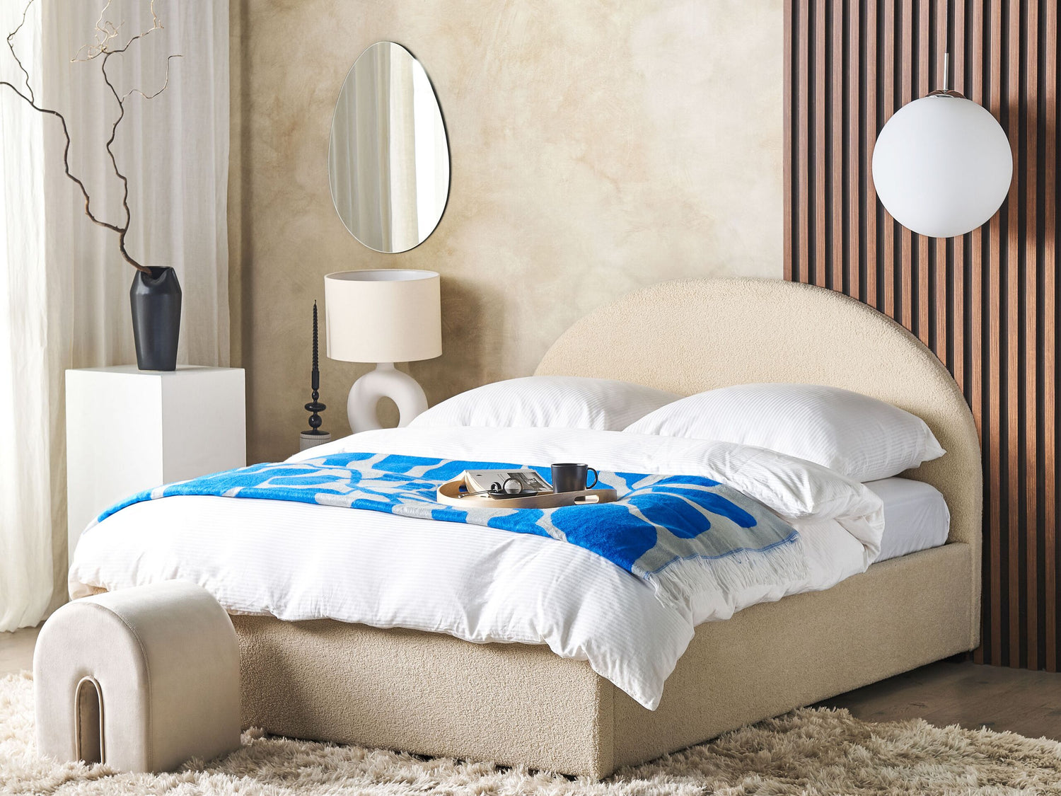 Beliani-VAUCLUSE-Bed met opbergruimte-Beige-160 x 200 cm-Polyester